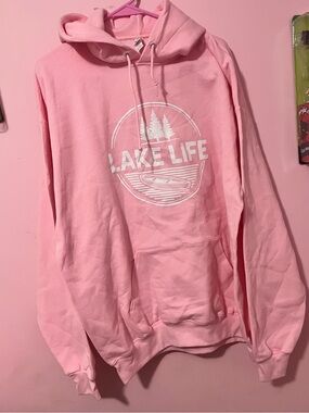 ⭐️Lake Life Pink Hoodie Sweatshirt